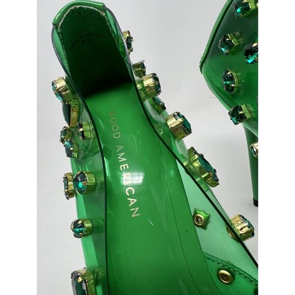 Good American Jeweled Emma Heel Summer Green size 8.5 - Picture 4 of 10